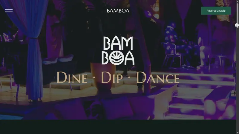 The BAMBOA LAGOS website, built with Dinesurf